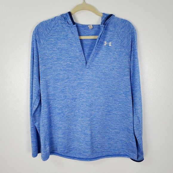 Under Armour Tops - Under Armour Shirt Womens Large Blue Hoodie Loose Fit Heat Gear Hooded Athletic